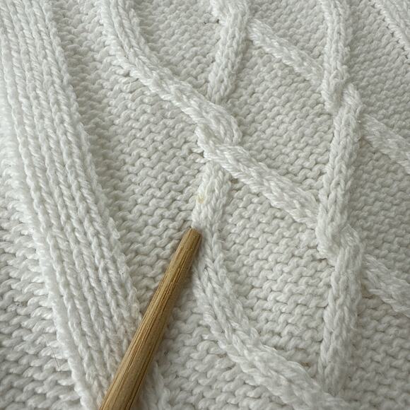 Vintage Forever Creative Chunky Cable Knit Sweater White Coastal Grandma Size XL - Picture 7 of 11